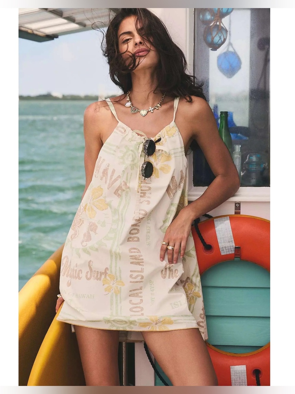 UO BDG Eva Tie Front Trapeze Mini Dress